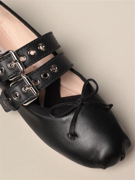 miu miu ballerinas nappa|Nappa leather ballerinas Black .